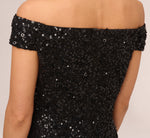 Off The Shoulder Sequin Beaded Gown In Black 4