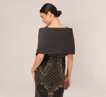 Mikado Wrap With Stone Embellished Pin In Black 4