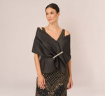 Mikado Wrap With Stone Embellished Pin In Black 2