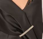 Mikado Wrap With Stone Embellished Pin In Black 3