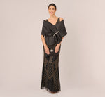 Mikado Wrap With Stone Embellished Pin In Black 1
