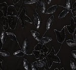 Plus Size Hand Beaded Short Sleeve Floral Godet Gown In Black Gunmetal 6