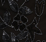 Hand Beaded Short Sleeve Floral Godet Gown In Black Gunmetal 6