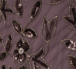 Hand Beaded Short Sleeve Floral Godet Gown In Moonscape 7