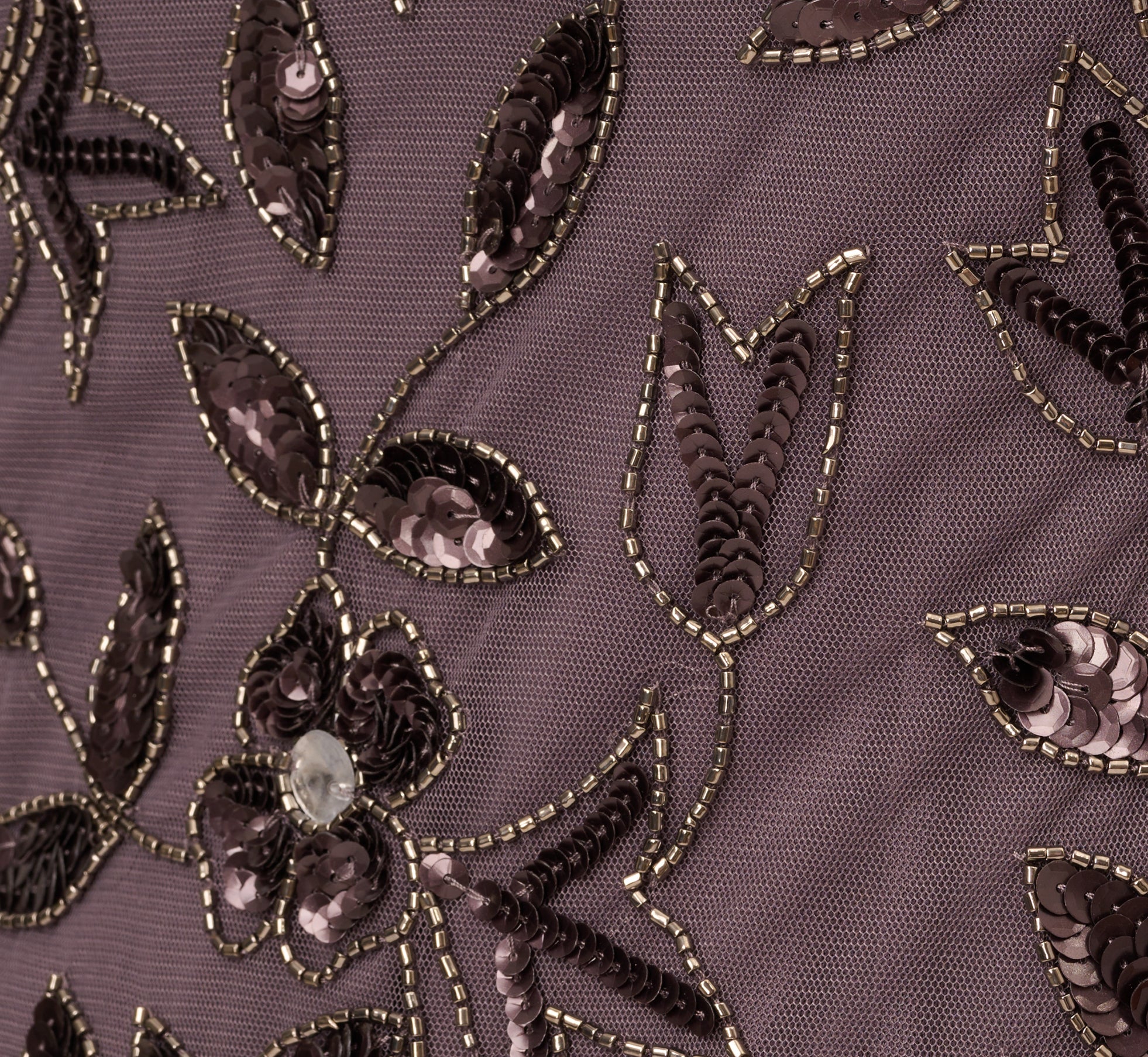 Hand Beaded Short Sleeve Floral Godet Gown In Moonscape 1
