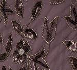 Hand Beaded Short Sleeve Floral Godet Gown In Moonscape 1