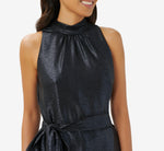 Foil Jersey Halter Top In Midnight 2