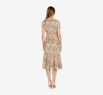Floral Matelasse Midi Cocktail Dress In Rose Multi 4