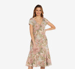 Floral Matelasse Midi Cocktail Dress In Rose Multi 2