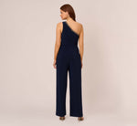 Beaded One-Shoulder Matte Jersey Jumpsuit In Midnight 5
