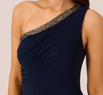 Beaded One-Shoulder Matte Jersey Jumpsuit In Midnight 3