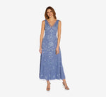 Hand-Beaded Ankle-Length Dress In French Blue 3