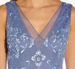 Hand-Beaded Ankle-Length Dress In French Blue 4