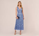Hand-Beaded Ankle-Length Dress In French Blue 2