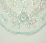 Plus Size Hand-Beaded Illusion Long Gown With Flutter Sleeves In Mint Glass 6