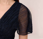 Crinkled Metallic Mesh Long Gown In Navy Night 6