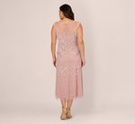 Plus Size Beaded Ankle-Length Dress With Sheer Neckline In Dusted Petal Ivory 6