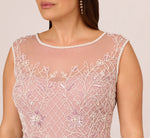 Plus Size Beaded Ankle-Length Dress With Sheer Neckline In Dusted Petal Ivory 4