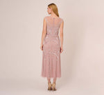 Beaded Ankle-Length Dress With Sheer Neckline In Dusted Petal Ivory 6