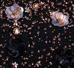 Off The Shoulder Ankle-Length Beaded Dress With Sequin Rosettes In Navy Rosegold 6