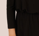 Off The Shoulder Three Quarter Sleeve Top With Feather Accents In Black 3
