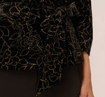 Glitter Velvet Tuxedo Top With Three Quarter Sleeves In Black Gold 4