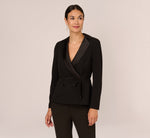 Crepe Tuxedo Top With Long Sleeves In Black 2