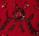 Short Sleeve Beaded Gown With Godet Skirt In Cranberry 6