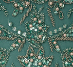 Beaded Mermaid Gown With Sheer Petal Sleeves In Green Slate 6