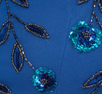 3D Floral Beaded Dress With Sheer Short Sleeves In Blue Horizon 6
