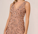 Floral Beaded Ankle Length Sleeveless Gown In Rose Gold 5