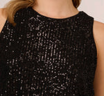 Sequin Sleeveless Top With Feather Trim In Black 3