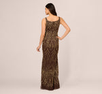 Sleeveless Beaded Mermaid Gown With Square Neckline In Chocolate 6