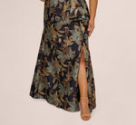 Plus Size One Shoulder Jacquard Dress In Blue Gold 4