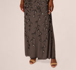 Blouson Short Sleeve Beaded Long Dress In Lead 4