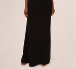 One Shoulder Color Block Bow Gown In Black Ivory 4