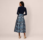 Long Sleeve Tuxedo Jacquard Combo Gown In Midnight Multi 5