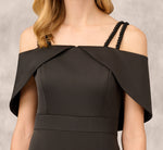 Satin Crepe Column Gown With Beaded Double Strap Details In Black 3