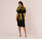 Beaded Faux Wrap Dress With Dolman Sleeves In Black Multi 5