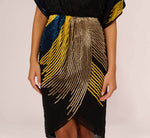 Beaded Faux Wrap Dress With Dolman Sleeves In Black Multi 4