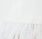 Charmeuse Tuxedo Short Sheath Cocktail Dress With Feather Trim In Ivory 3