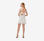Lace Fit-And-Flare Short Cocktail Dress In Ivory 4