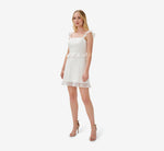 Lace Fit-And-Flare Short Cocktail Dress In Ivory 1