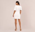 Puff Short Sleeve Sheath Dress With Ruffle Accent In Ivory 5