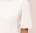 Puff Short Sleeve Sheath Dress With Ruffle Accent In Ivory 3