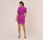Puff Short Sleeve Sheath Dress With Ruffle Accent In Wild Orchid 6