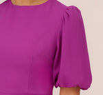 Puff Short Sleeve Sheath Dress With Ruffle Accent In Wild Orchid 4