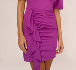 Puff Short Sleeve Sheath Dress With Ruffle Accent In Wild Orchid 5