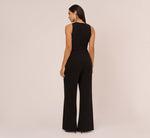 Knit Crepe Wide Leg Jumpsuit With Cutout Accent In Black 5