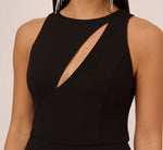 Knit Crepe Wide Leg Jumpsuit With Cutout Accent In Black 3